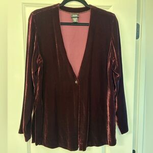 EILEEN FISHER Velvet Jacket Burgundy Women’s Size Small
